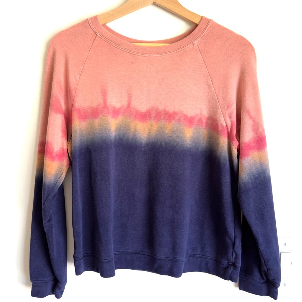 Velvet by Graham & Spencer Tiedye Crewneck Pullover Sweatshirt-Pink Blush-Sze XS